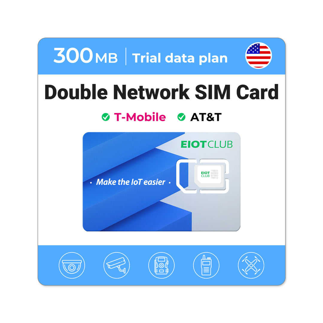 Eiotclub 300MB Double Network SIM Card for T-Mobile and AT&T Eiotclub 2GB Double Network SIM Card for 30 days with T-Mobile and AT&T support.