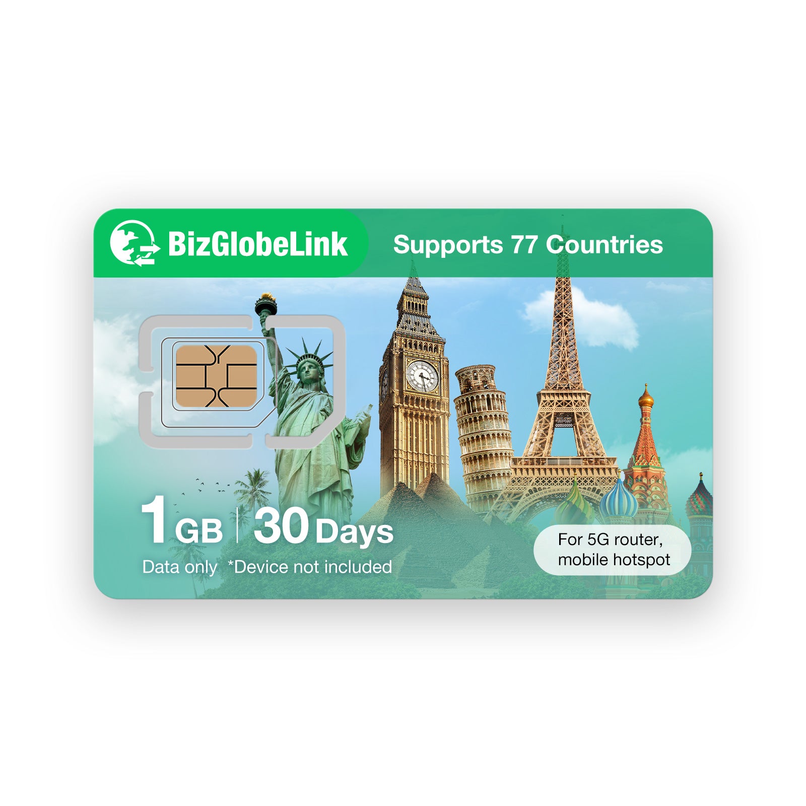 Eiotclub prepaid SIM card for 5G, 1GB data for 30 days, supports 77 countries BizGlobalLink prepaid SIM card with 3GB data for 30 days, supports US, EU, China, Japan, South Korea.