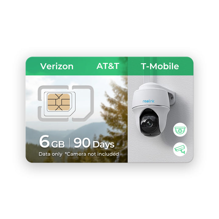 4G SIM Card for Security Camera, supports Verizon, AT&T, T-Mobile, 6GB data, 90 days 4G SIM card for security cameras with 24GB data for 360 days, compatible with AT&T, Verizon, T-Mobile.