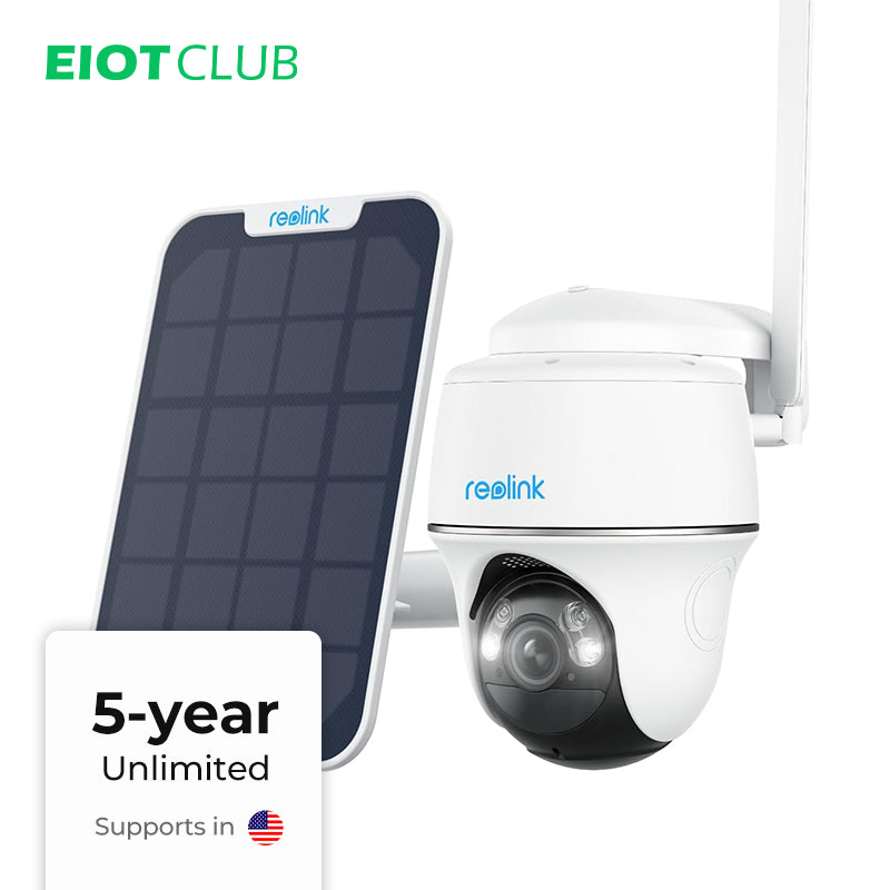 Multiple Reolink security cameras with solar panels for 5-Year Unlimited IoT Plan
