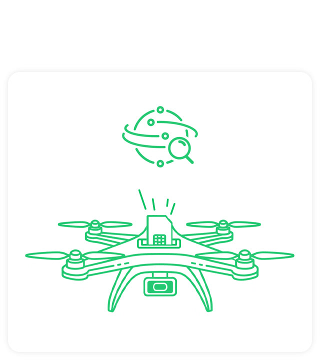 A drone, powered by an EIOTCLUB SIM, actively searches for the best global networks.