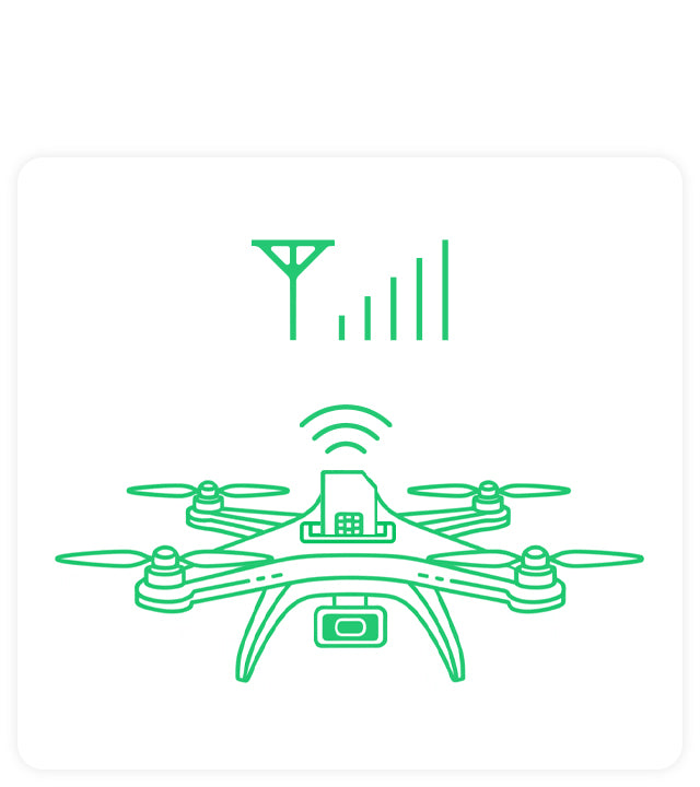 An EIOTCLUB physical SIM card provides a drone with a strong and reliable cellular signal.