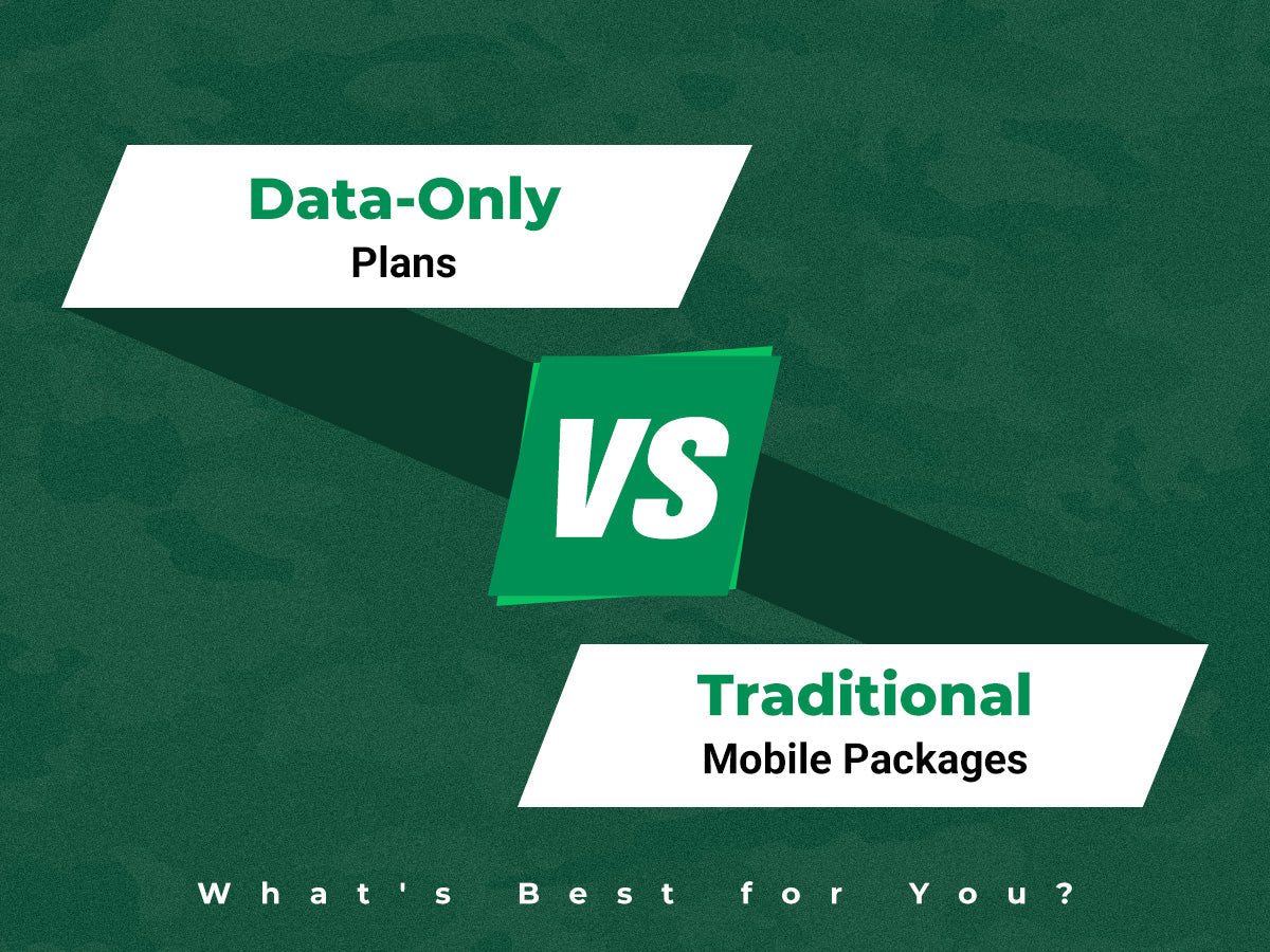 A graphic comparing data-only plans to traditional mobile packages.