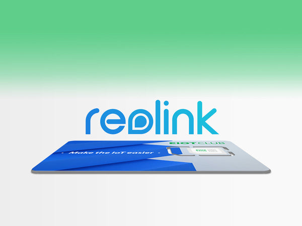 The Reolink logo displayed above an EIOTCLUB SIM card holder.