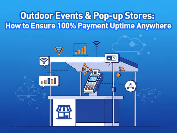 Outdoor events and pop-up stores payment uptime illustration.