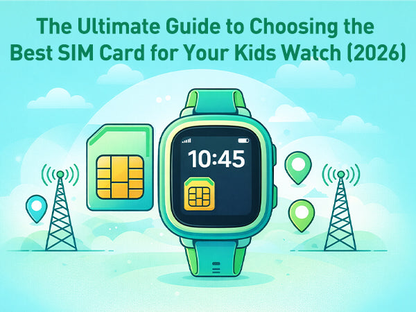 Guide to choosing the best SIM card for kids watches with signal icons.