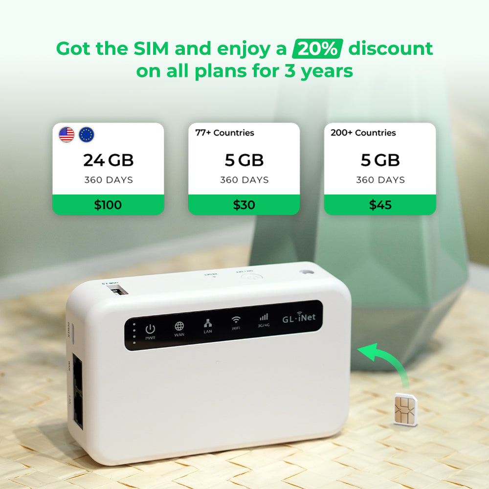 4G LTE Portable Router with 24GB SIM Card | GL-XE300 Bundle – EIOTCLUB
