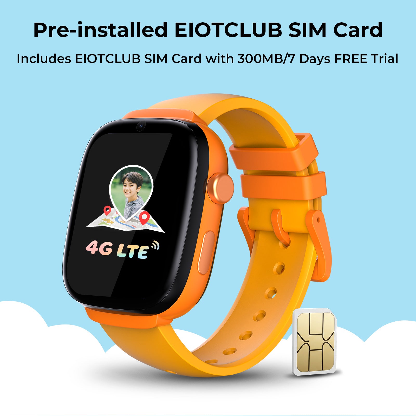 EIOTCLUB Kids Smart Watch MX3 (US Version) - 4G Video Call, GPS Tracker with Pre-installed SIM Card & 7-Day Free Trial - School Mode, SOS, IP68 Waterproof Children Smartwatch