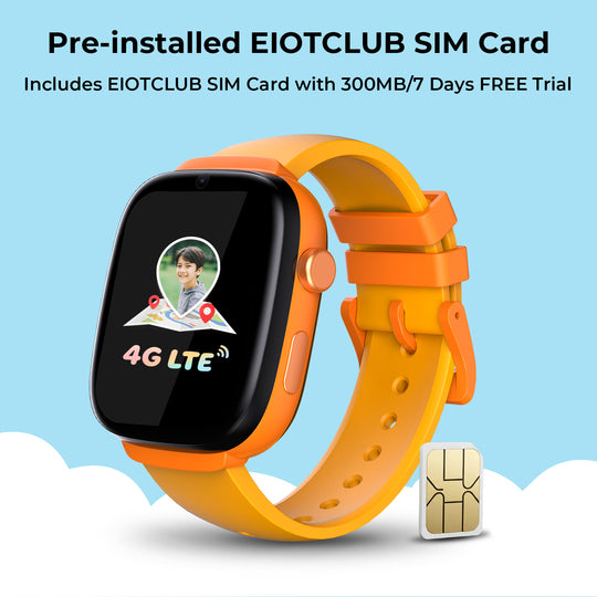 EIOTCLUB キッズスマートウォッチ MX3 (US版) - 4Gビデオ通話、GPSトラッカー、SIMカードプリインストール済み、7日間無料トライアル付き - スクールモード、SOS、IP68防水子供用スマートウォッチ