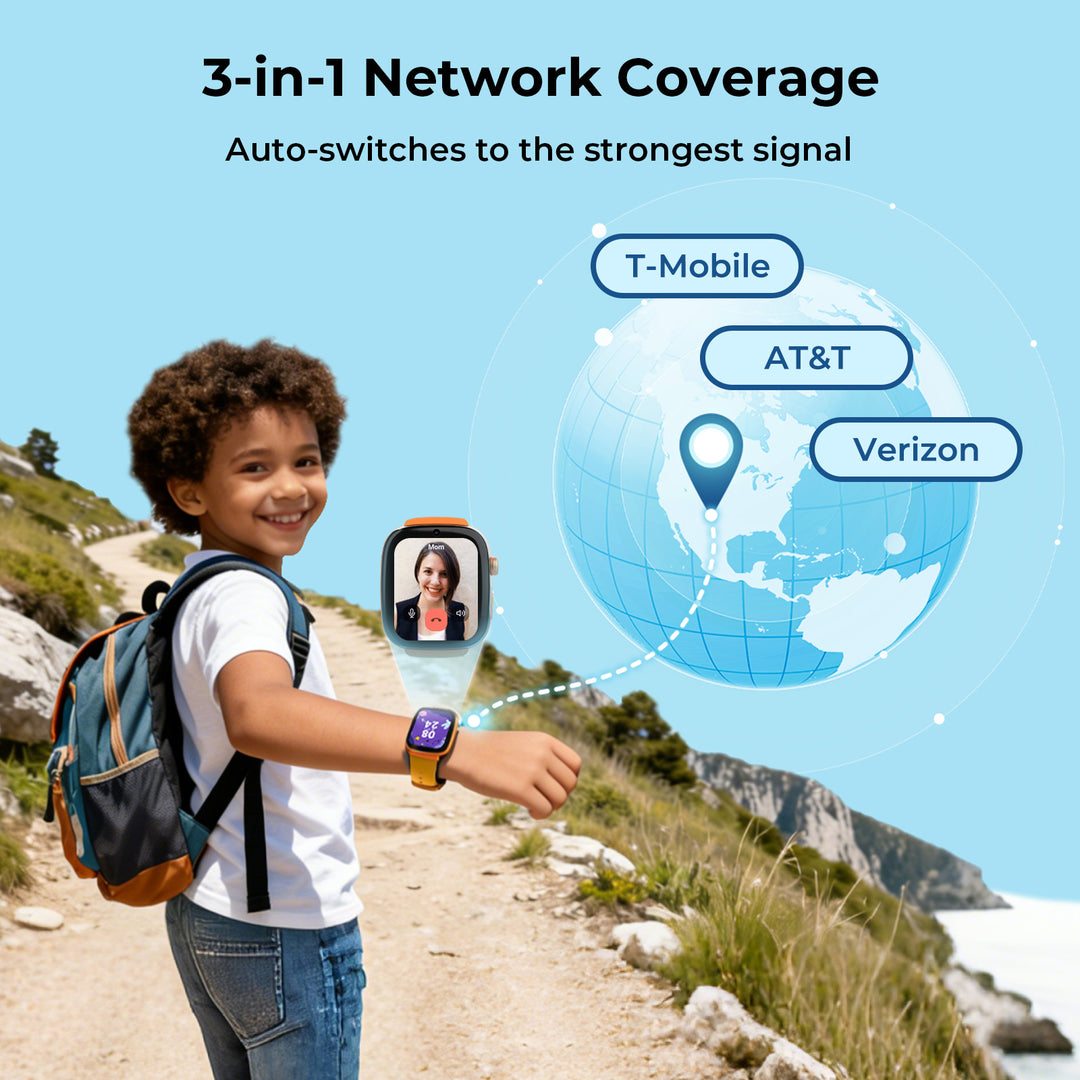 EIOTCLUB キッズスマートウォッチ MX3 (US版) - 4Gビデオ通話、GPSトラッカー、SIMカードプリインストール済み、7日間無料トライアル付き - スクールモード、SOS、IP68防水子供用スマートウォッチ