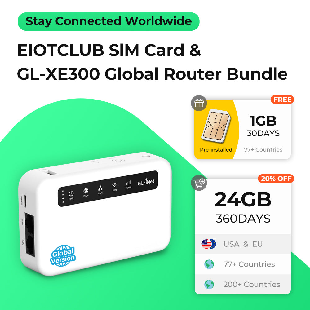 4G LTE Portable Router with 24GB SIM Card | GL-XE300 Bundle – EIOTCLUB