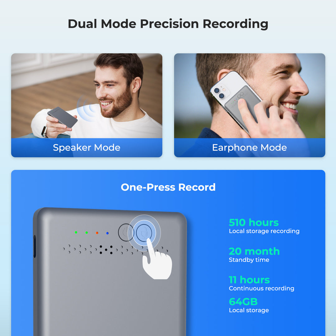 Dual-mode precision recording: speaker and headphone modes for every situation.