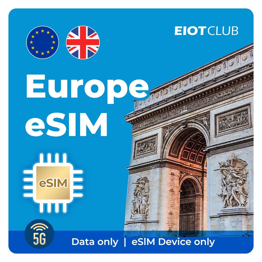 Europe Prepaid Travel eSIM - 4G/5G in 33 Countries, Hotspot Ready