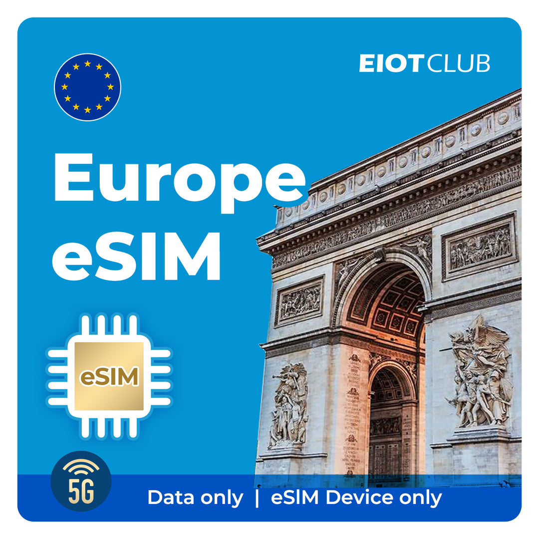 Europe Prepaid Travel eSIM - 4G/5G in 33 Countries, Hotspot Ready
