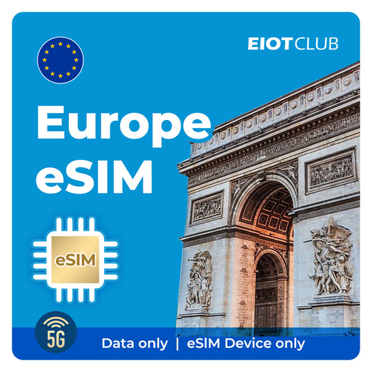 Europe Prepaid Travel eSIM - 4G/5G in 33 Countries, Hotspot Ready