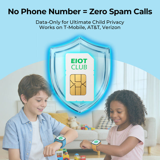 Kids with smartwatches protected by an EIOT CLUB data-only SIM.