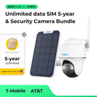 Multiple Reolink security cameras with solar panels for 5-Year Unlimited IoT Plan