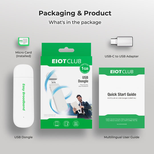 EIOTCLUB 4G LTE USB WiFi 6 Dongle - Portable Mobile Hotspot, 150Mbps High-Speed Portable WiFi with Pre-Installed SIM & No-Contract Data Plans, Support 10 Devices, for Travel, Car, Business, US Only